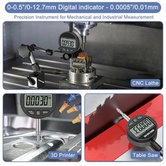 HDLNKAK Electronic Digital Dial Indicator Gauge 012.7mm/0.5” Inch/Metric Conv…