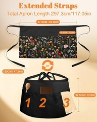 Stylish Reversible Server Apron, 6 Pockets Perfect for Restaurant Professionals