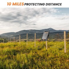 24 Hour Solar Electric Fence Charger, 10 Miles, Up to 10200v Output Range Ele…