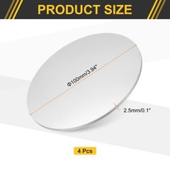 4Pcs Aluminum Disc 4″(100mm) Dia 0.1″(2.5mm) Thick Round 6061 Aluminum Sheets