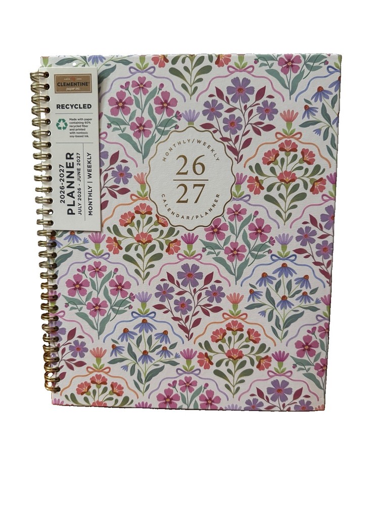 2027 Clementine 12 month Floral Planner July 2026-June 2027 11×9” Notebook Size