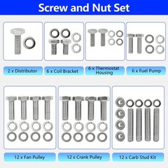 Stainless Steel Hex Bolt Kit for Ford 260 289 302 Engines – 228 Pcs Nuts & Bolts