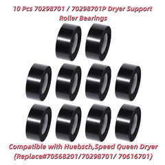 10PC 70298701 Dryer Support Roller Bearings Fits Huebsch,Speed Queen Dryer Black
