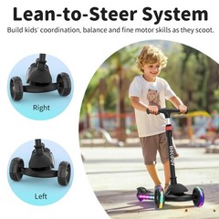 A9 Scooter Kids 312 Years, 3 Wheel Folding Scooter with LED Light Up Wheels…