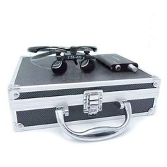 Dental 2.5X Binocular Loupes with 3W LED Head Light Aluminum Box Black US STOCK