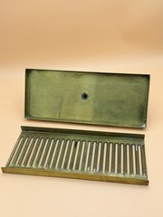 Brass Polished | 5″ X 12” X 3/4″ Surface Mount Drip Tray With Drain