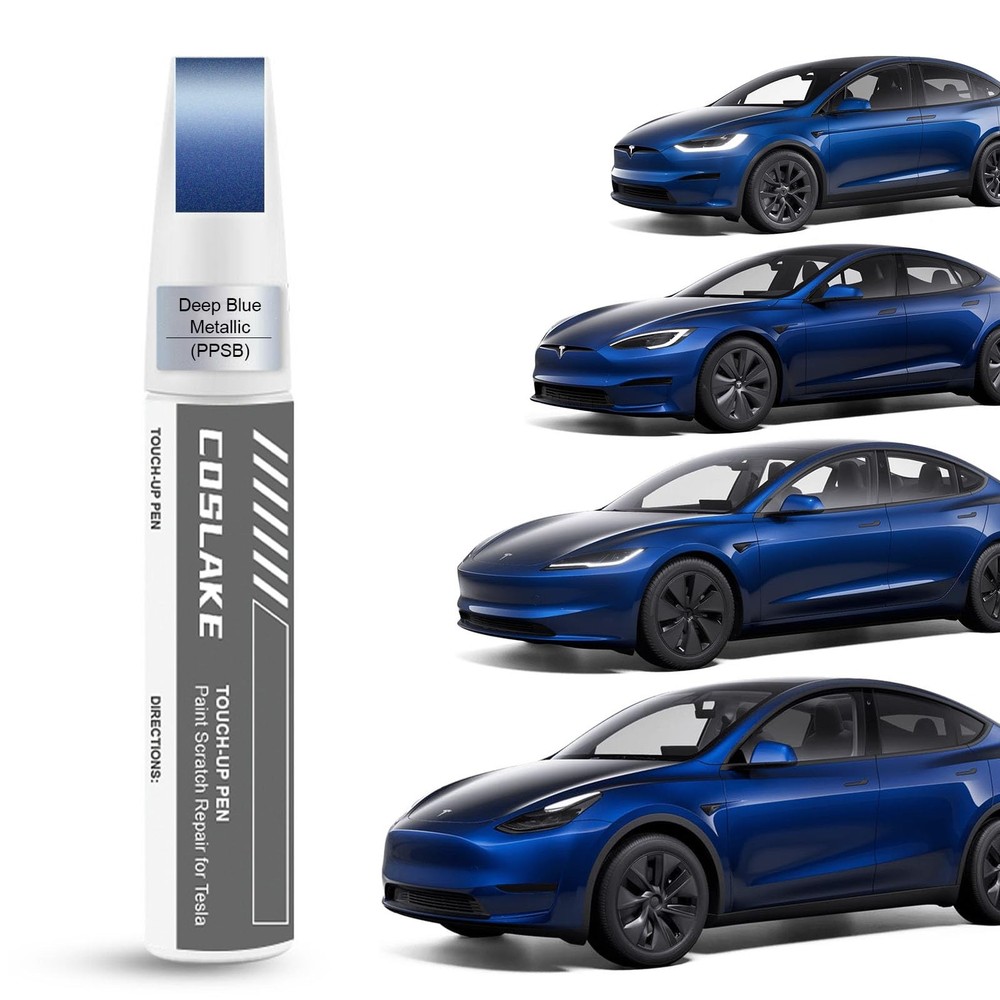 Touch Up Paint(Deep Blue Metallic(PPSB)) for Tesla Model Y/3/S/X, 2 in 1 DIY