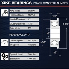 4 Pack Flanged Ball Bearing ID 1/2″ x OD 1-3/8″, Suitable for Lawn Mower, Whe…