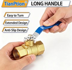 3/4 Inch Brass Ball Valve with Male to Female NPT Threaded Full Port & Long Hand