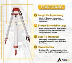 Universal Survey Tripod – Aluminum Laser Level Tripod – Transit Level Tripod