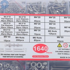 1640PCS M4 M6 M5 Bolts and Nuts Assortment Kit Grade 8.8 Alloy Steel Hex Screws