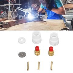 12 Pcs Set TIG Gas Lens Kit Ceramic Nozzle Short Bevel Electrode Holder Mesh