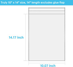 100 Pcs 10″x14″ Clear Self-Sealing Cellophane Bags for Packaging T-Shirt Clothes