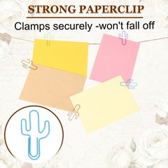 12Pcs Paper Clip, Cactus Shape Paper Clip Small Cute Bookmarks, Green