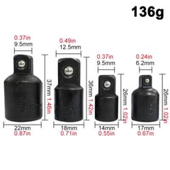 4pc Silver Black Variable Diameter Sleeve Square Sleeve Conversion Flying Head A