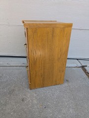 Vintage Industrial Mission Style Oak Wood Filing File Cabinet 2 Drawer Brass T52