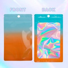 100 Holographic Mylar Foil Bags 4×6 in Smell Proof Resealable Zipper Pouch Food