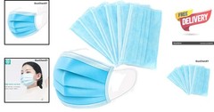 50 Pcs 3 Ply Earloop Face Masks – 95% Filtration, Adjustable Nose Clip
