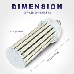 (2-Pack) 300 Watt LED Corn Light E39 Mogul Base High Bay Warehouse Factory Bulb