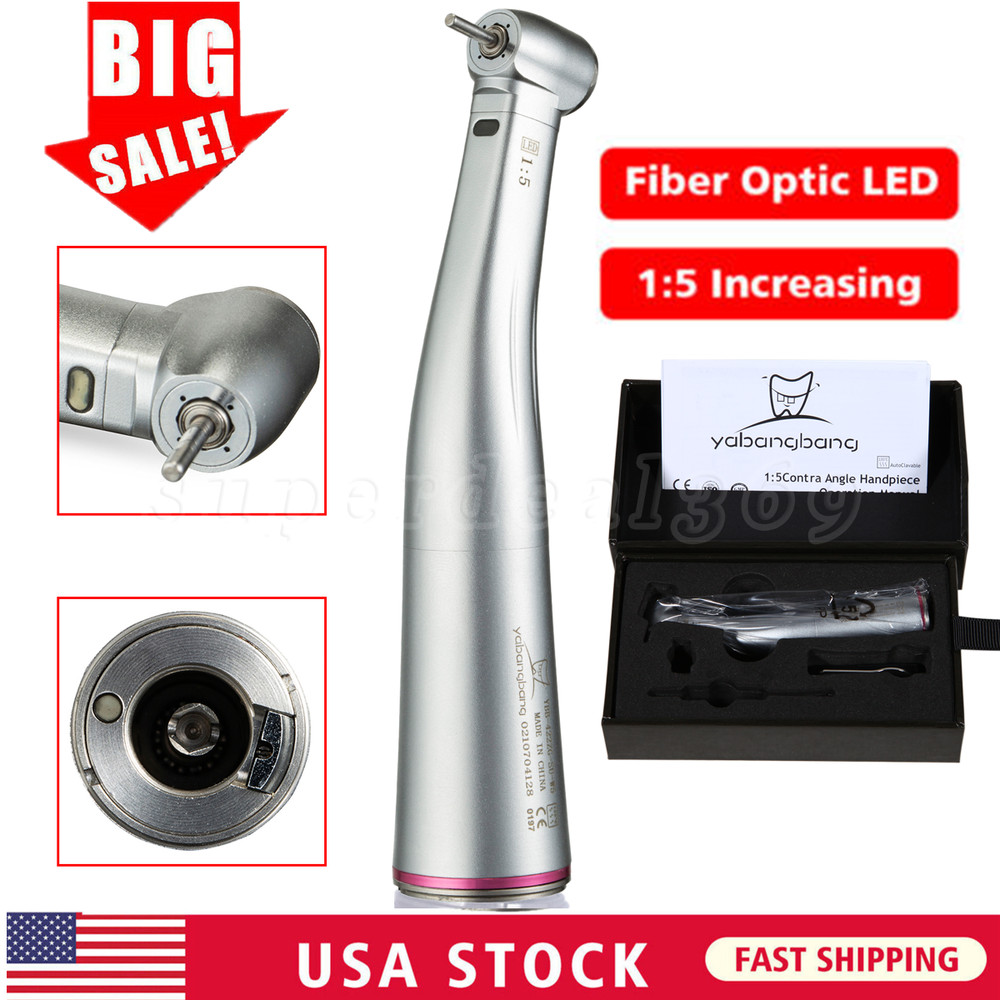 Dental 1:5 Increasing LED Contra AngleHandpiece fit NSK KaV Electric Motor DH