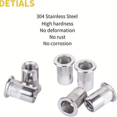 60Pcs 1/4-20 UNC Stainless Steel Rivet Nuts for Automotive and Furniture