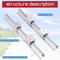 2PCS SBR16 Linear Guide Rail Slide Rail 300-2000mm 4 PCS SBR16UU Bearing Block