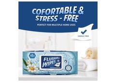 Unscented Flushable Wipes for Adults 50 Count Aloe & Chamomile Alcohol-Free 50ct