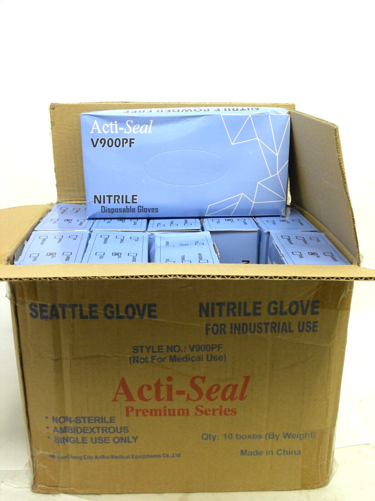 Acti-Seal Powder Free Latex Rubber Gloves XL (10 boxes / 1 Case/ 1000 Gloves)