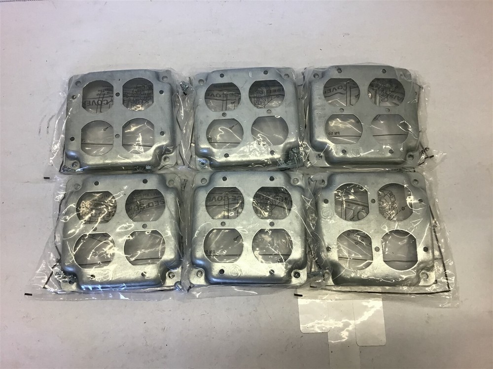 Steel 4″ Box Exposed Work Covers, Two Duplex Receptacles V574-BC Lot of 6
