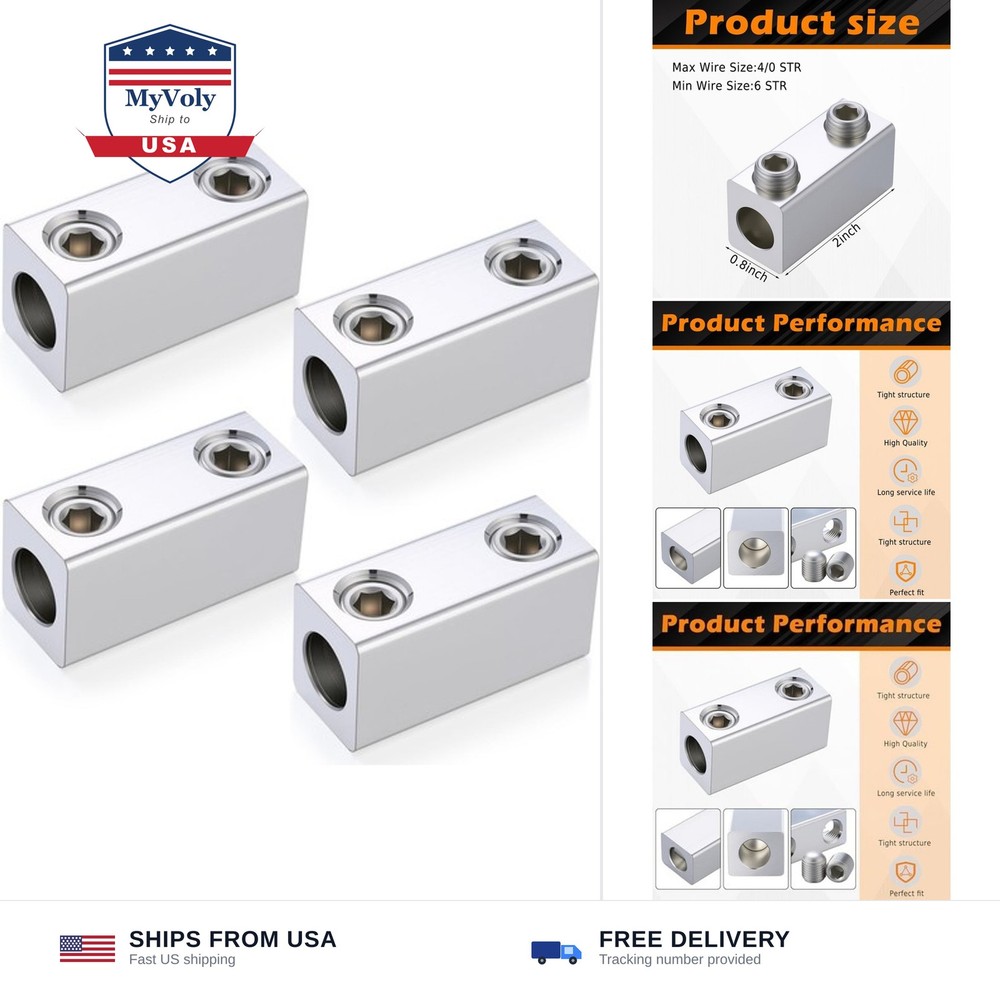 Blulu 4 Pack 4/0-6 AWG Dual Rated Splicer, Aluminum Splice/Reducer, Mechanica…