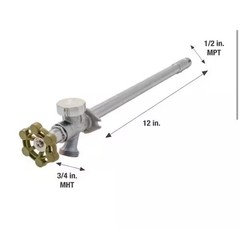 Everbilt 1/2 in x 12 in Brass Anti-Siphon Frost Free Sillcock Valve 104-519EB
