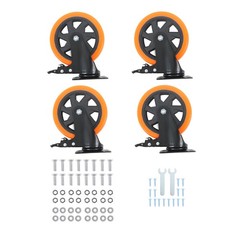 4 Pcs With Locking Brake Heavy Duty 6″ Swivel Caster Wheels No Noise Orange