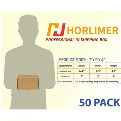 HORLIMER 7x5x4 inches Shipping Boxes Set of 50, 7″ x 5″ x 4″, Brown-50 Pack