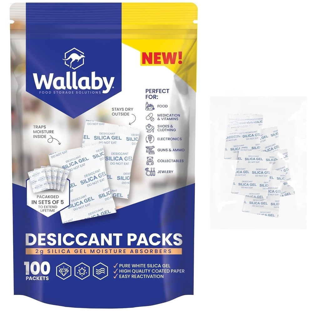 2g Silica Gel Packs 100 Packets Food Safe Rechargeable Moisture Absorber