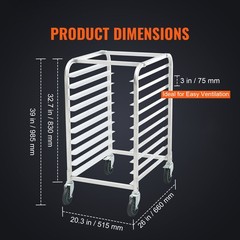 Uimoso 10-Sheet Aluminum Baking Rack with Wheels for Commercial Kitchens