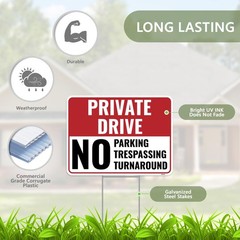 2PC Private Driveway No Turnaround Sign with Stake, 12 Inches by 9 Inches – C…