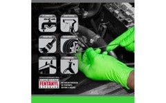 SAS Safety Raven Invue Hi-Viz Neon Green Nitrile Gloves, 7 mil Thick, 1000/Cs