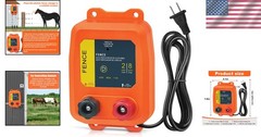 Versatile Plug-In Electric Fence Charger, 0.10 Joule, 8 Acres Coverage for Farms
