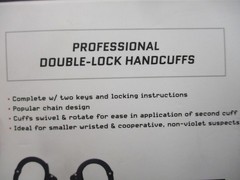 Fox Tactical 39-32 Professional Double-Lock Handcuffs Nickel Steel w/ 2 Keys