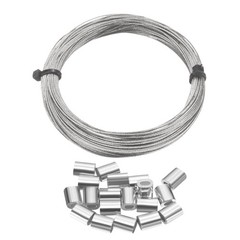 50ft (15M) 0.6mm Stainless Steel Wire Rope 7×7 Strand with 20pcs Loop Sleeves