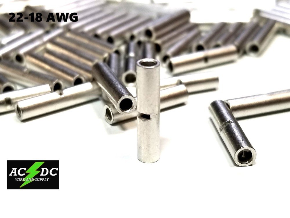 22-18 GAUGE 500 PK UNINSULATED NON INSULATED TINNED BUTT CONNECTOR TERMINAL WIRE