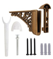 Adjustable Glass Floating Shelf Brackets, Antique Brass, 2 Pcs | High Load Ca…