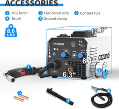 MIG Welder,Flux Core Welder Machine 110V 130Amp, Gasless MIG Welding Machine IGB