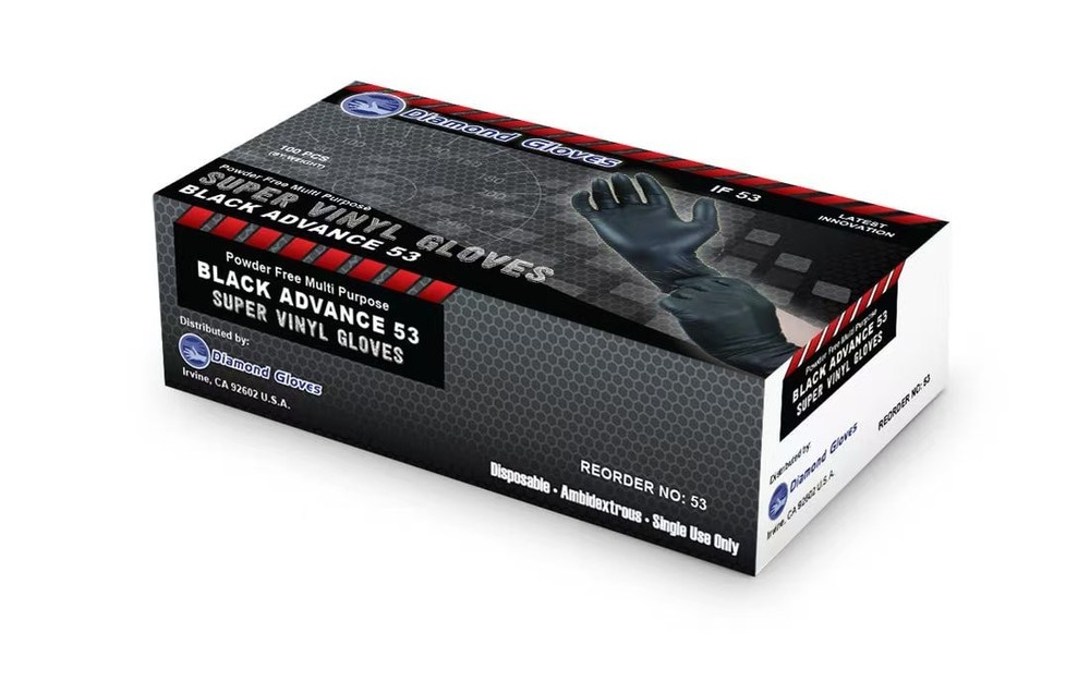 Black Vinyl/Nitrile Blend Gloves 5.0-6.0mil Powder Free Industrial Work Gloves