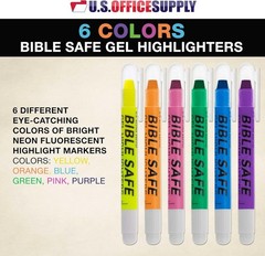 U.S. Office Supply Gel Highlighters, 6 Pack, Neon Fluorescent Colors – Bible Saf