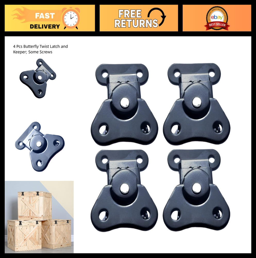 Metal Toggle Clamp Hasp Closure with Screws for Box Chest – 4 Pcs, 1.97″ x 1.5″