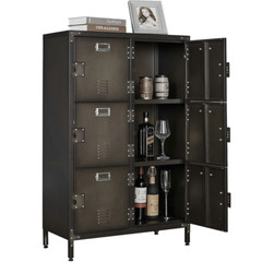 Vintage Metal Storage Cabinet 47.3H Industrial Steel Locker Cabinet with 6 Doors