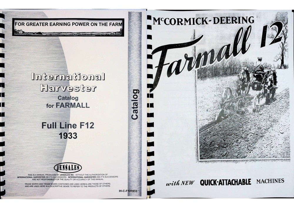 International F12 Tractor & Implement Catalog Sales Brochure 1933