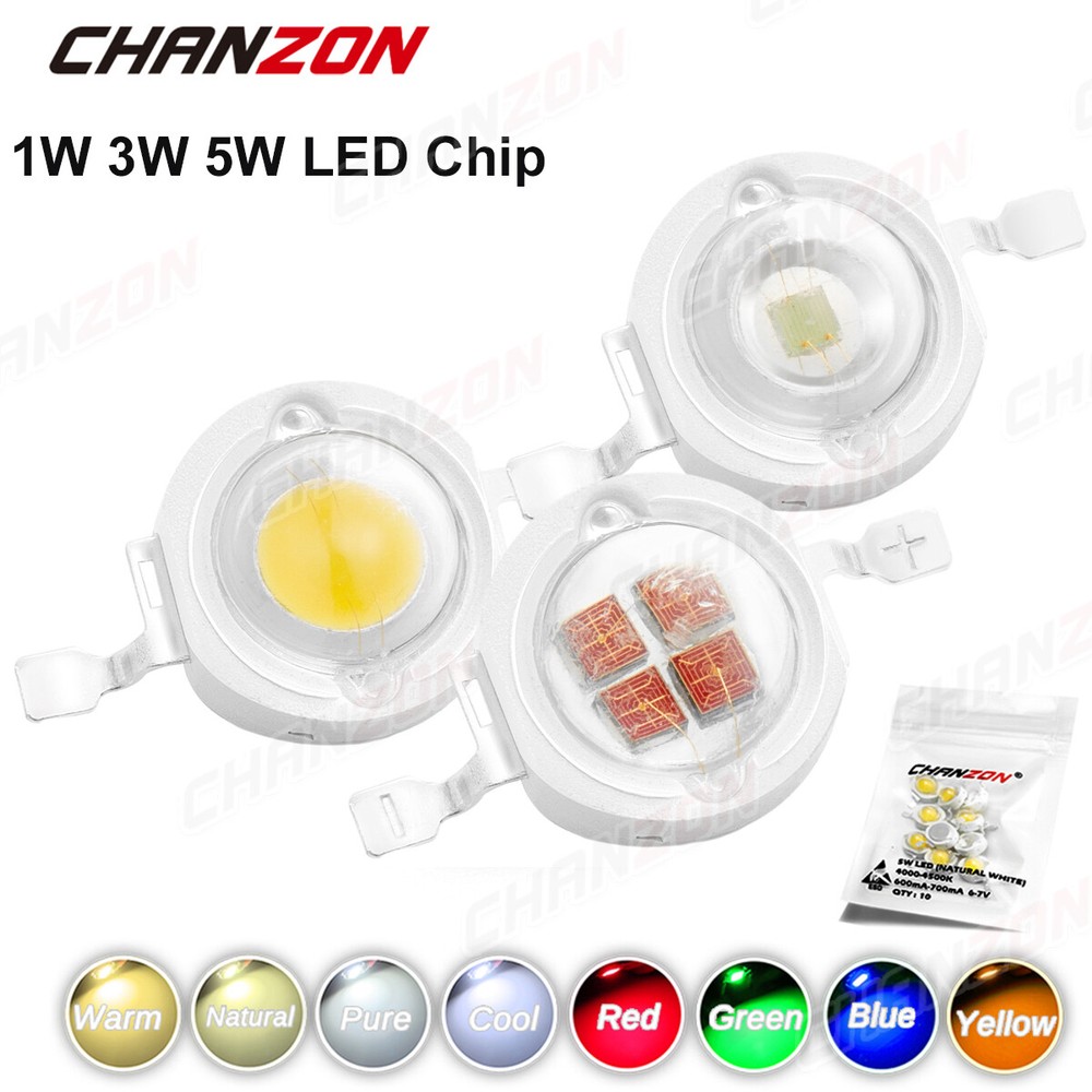 10PCS High Power Led Chip 1W 3W 5W White Light Emitter Diode Smd Lamp Bead Bulb