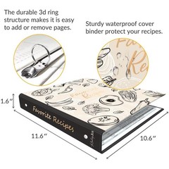 8.5×11 3-Ring Recipe Binder Book with Plastic Sleeves Oyster White Color